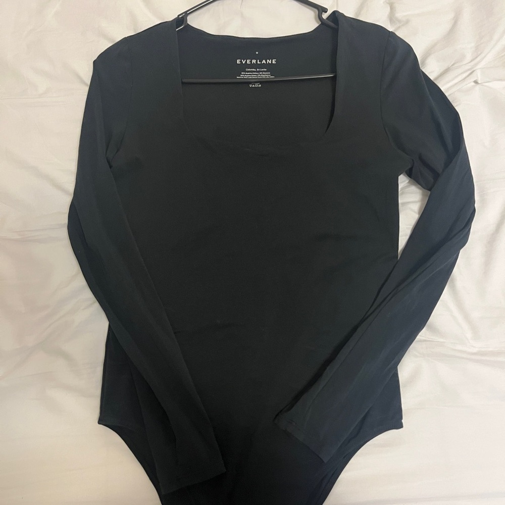 Everlane Women's Black Long Sleeve Bodysuit